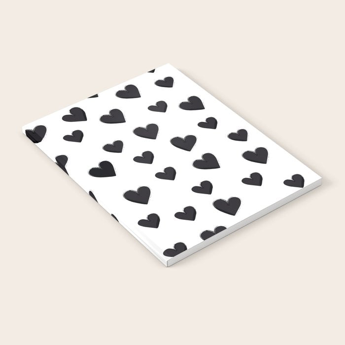 Hearts Love Black and White Pattern Notebook Gallery Image 2
