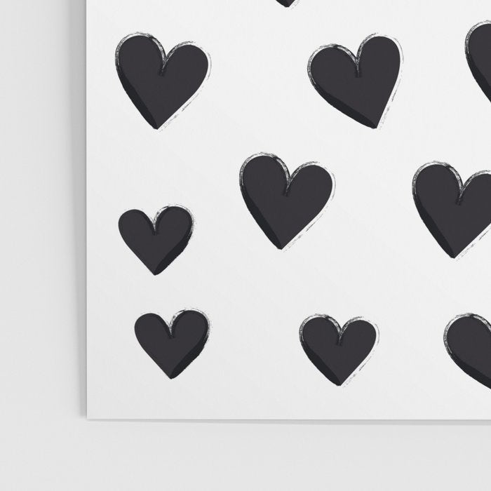 Hearts Love Black and White Pattern Poster Gallery Image 3