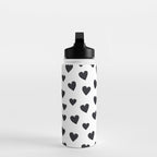 Hearts Love Black and White Pattern Water Bottle Gallery Image 3
