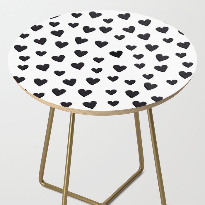 Hearts Love Black and White Pattern Side Table Gallery Image 2