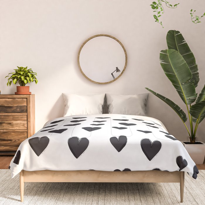 Hearts Love Black and White Pattern Comforter Gallery Image 3