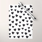 Hearts Love Black and White Pattern Wrapping Paper Gallery Image 1