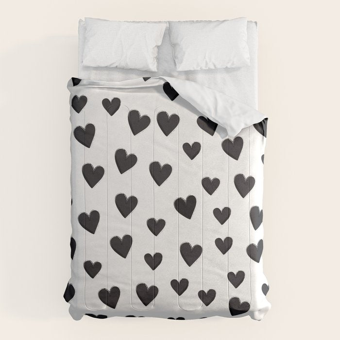 Hearts Love Black and White Pattern Comforter Gallery Image 6