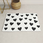 Hearts Love Black and White Pattern Rug Gallery Image 1