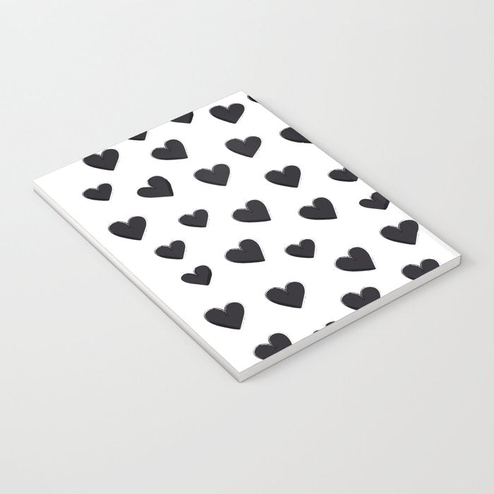 Hearts Love Black and White Pattern Notebook Gallery Image 3