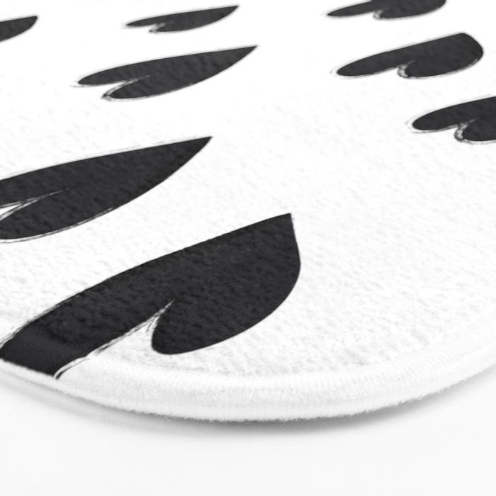 Hearts Love Black and White Pattern Bath Mat Gallery Image 3