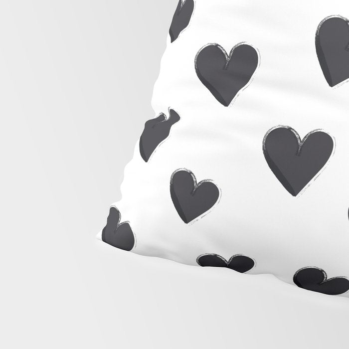 Hearts Love Black and White Pattern Pillow Sham Gallery Image 4