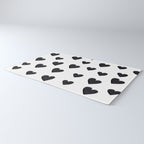 Hearts Love Black and White Pattern Rug Gallery Image 3