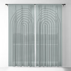 Minimal Arch XLV Neutral Teal Modern Geometric Lines Window Curtain Gallery Image 21