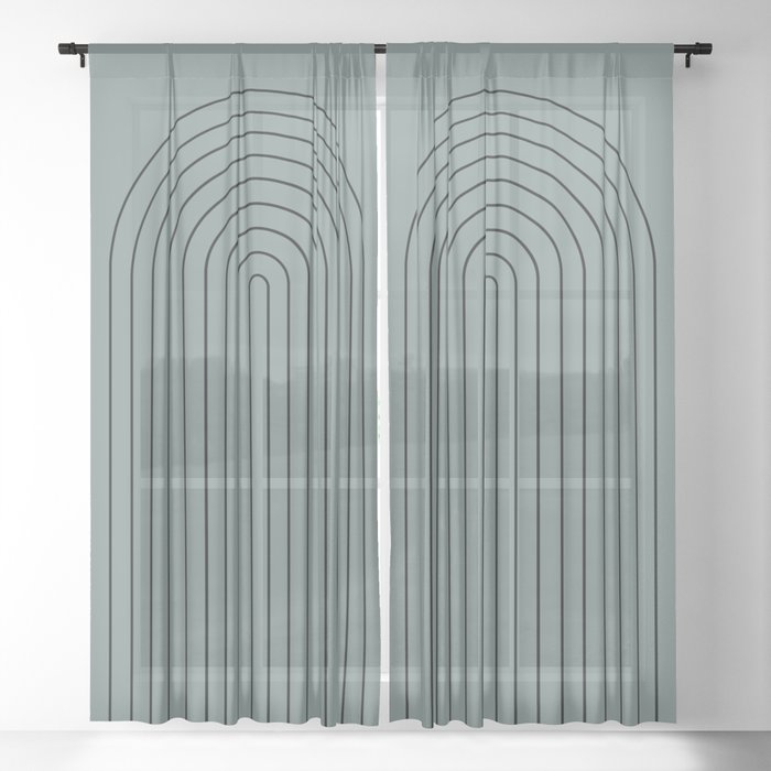 Minimal Arch XLV Neutral Teal Modern Geometric Lines Window Curtain Gallery Image 21
