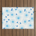 Make A Wish Dandelion Pattern in Sky Blue & Off White Outdoor Rug Gallery Image 1