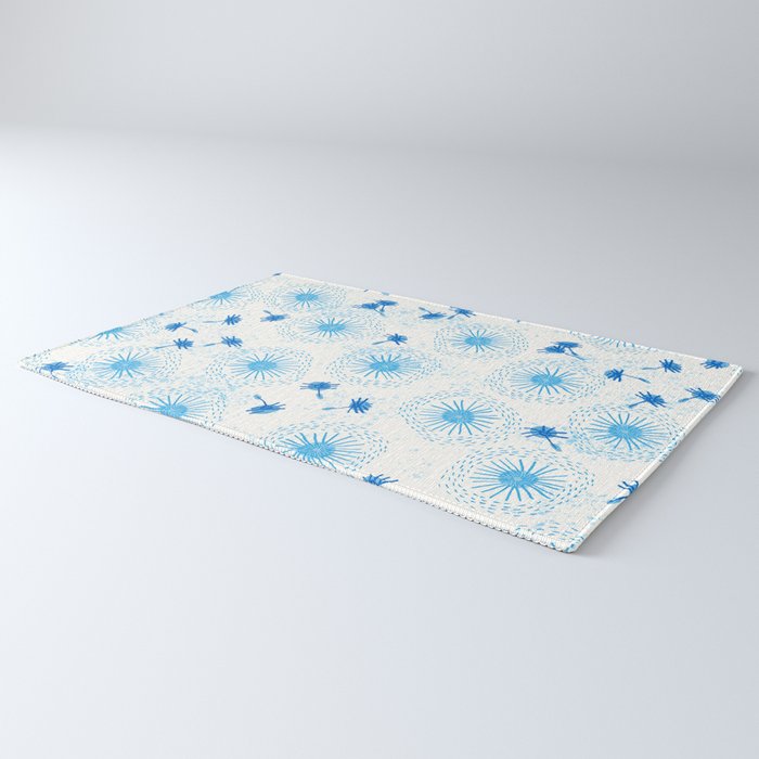 Make A Wish Dandelion Pattern in Sky Blue & Off White Rug Gallery Image 3