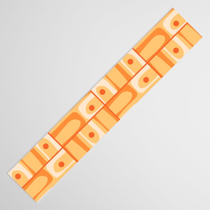 Mid Century Modern Piquet Abstract Multi Tiled Geometric Pattern in Orange Tangerine Tones Table Runner Gallery Image 3