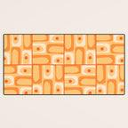 Mid Century Modern Piquet Abstract Multi Tiled Geometric Pattern in Orange Tangerine Tones Desk Mat Gallery Image 3
