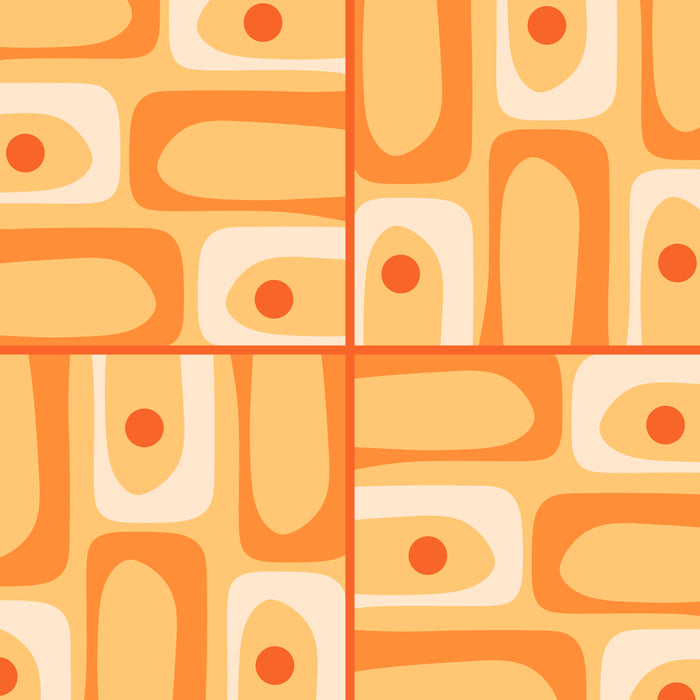 Mid Century Modern Piquet Abstract Multi Tiled Geometric Pattern in Orange Tangerine Tones Coffee Mug Gallery Image 2