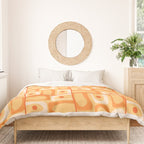 Mid Century Modern Piquet Abstract Multi Tiled Geometric Pattern in Orange Tangerine Tones Duvet Cover Gallery Image 3