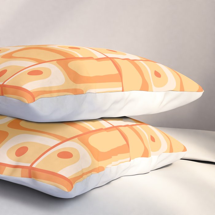 Mid Century Modern Piquet Abstract Multi Tiled Geometric Pattern in Orange Tangerine Tones Pillow Sham Gallery Image 3
