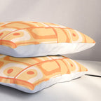 Mid Century Modern Piquet Abstract Multi Tiled Geometric Pattern in Orange Tangerine Tones Pillow Sham Gallery Image 3