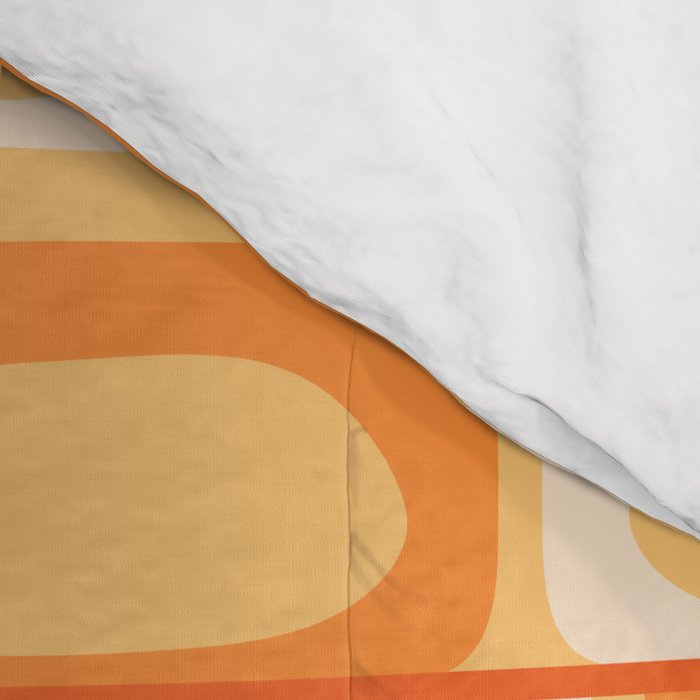 Mid Century Modern Piquet Abstract Multi Tiled Geometric Pattern in Orange Tangerine Tones Comforter Gallery Image 4