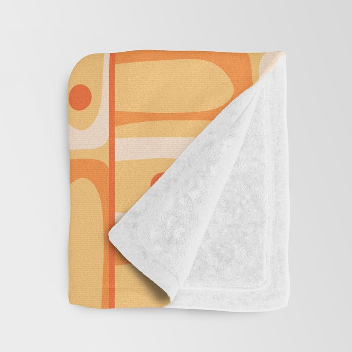 Mid Century Modern Piquet Abstract Multi Tiled Geometric Pattern in Orange Tangerine Tones Throw Blanket Gallery Image 3