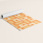 Mid Century Modern Piquet Abstract Multi Tiled Geometric Pattern in Orange Tangerine Tones Yoga Mat Gallery Image 2