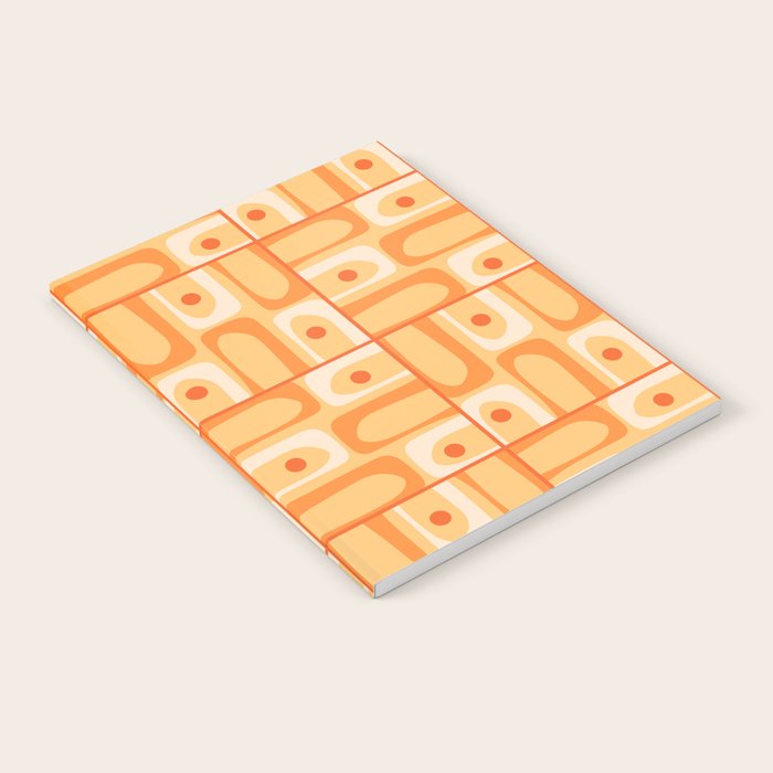Mid Century Modern Piquet Abstract Multi Tiled Geometric Pattern in Orange Tangerine Tones Notebook Gallery Image 2