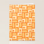 Mid Century Modern Piquet Abstract Multi Tiled Geometric Pattern in Orange Tangerine Tones Stationery Card Gallery Image 2