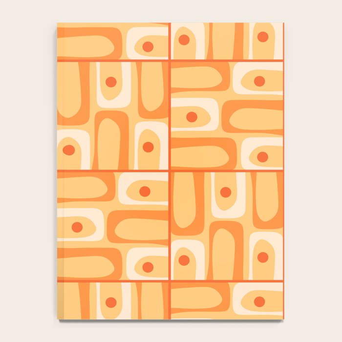 Mid Century Modern Piquet Abstract Multi Tiled Geometric Pattern in Orange Tangerine Tones Notebook Gallery Image 4