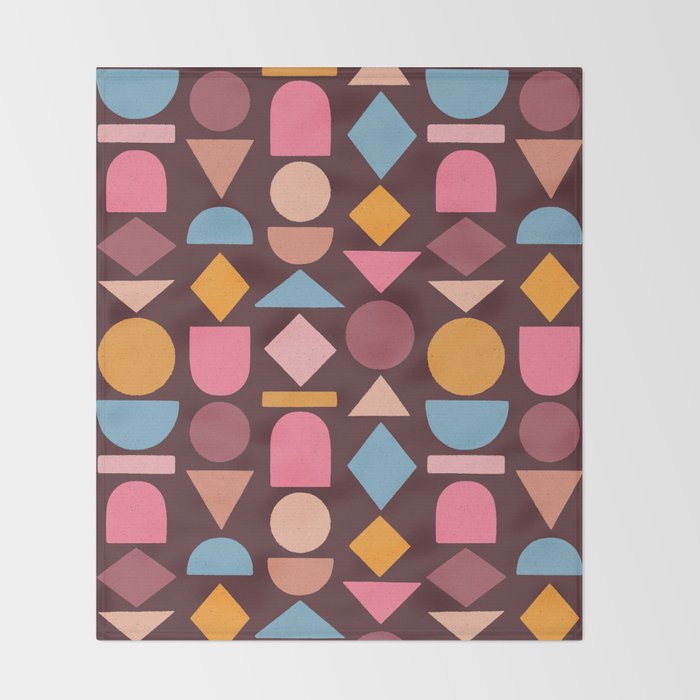 Geo Mod Shapes - Dark Throw Blanket Gallery Image 2