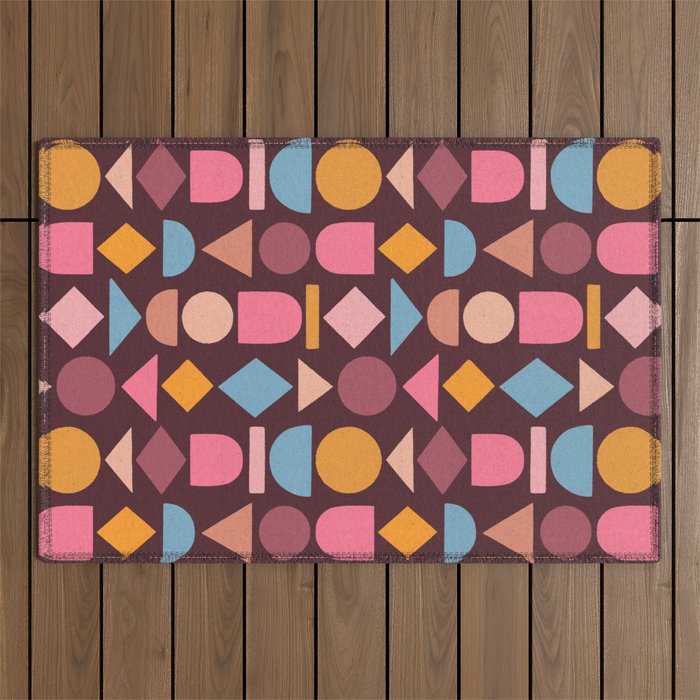 Geo Mod Shapes - Dark Outdoor Rug Gallery Image 1