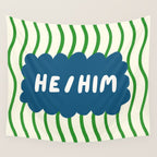 He/Him - pronoun badge  Wall Tapestry Gallery Image 4