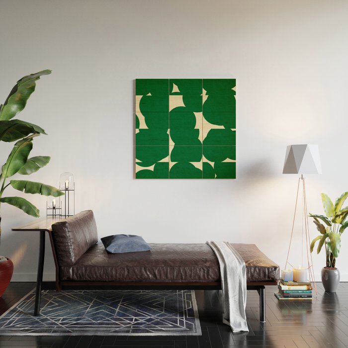 Abstract Green shape Wood Wall Art Gallery Image 2