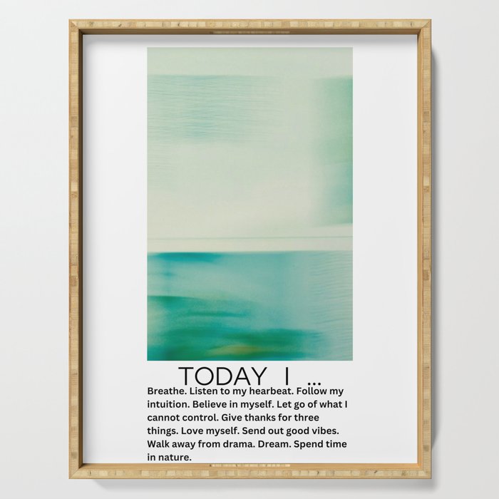 Today I believe in myself - positive affirmation yoga Serving Tray Gallery Image 1