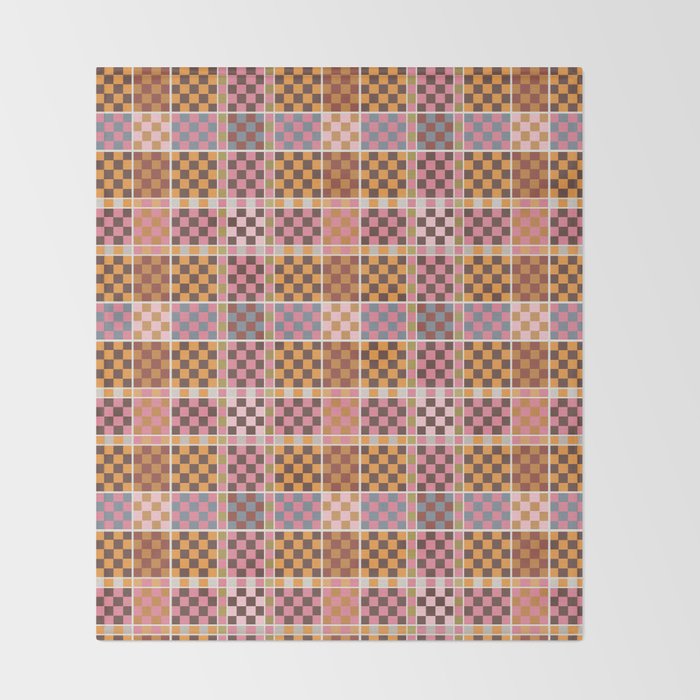 Vibrant Checkered Grid Throw Blanket Gallery Image 2