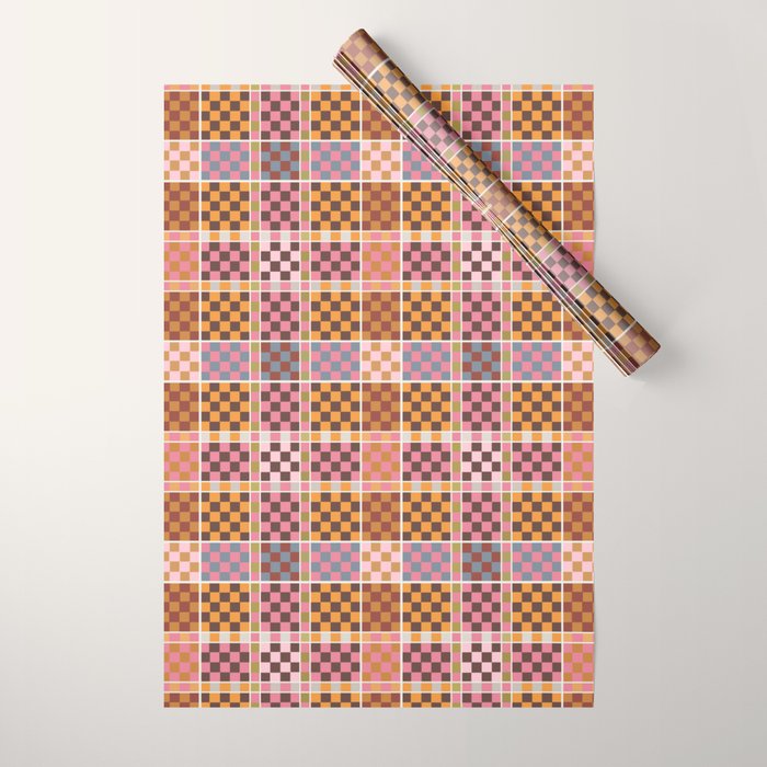 Vibrant Checkered Grid Wrapping Paper Gallery Image 1