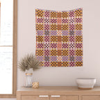 Vibrant Checkered Grid Wall Tapestry Gallery Image 2