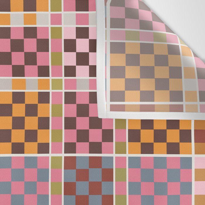 Vibrant Checkered Grid Wall Tapestry Gallery Image 3