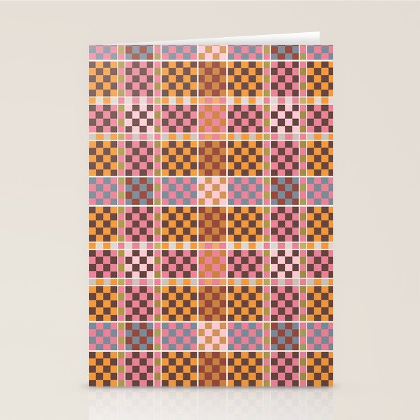Vibrant Checkered Grid Stationery Card Gallery Image 2