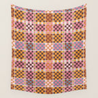 Vibrant Checkered Grid Wall Tapestry Gallery Image 4