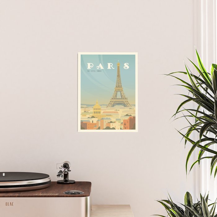 Paris France Eiffel Tower Vintage Travel Poster Commercial Air Travel Poster Gallery Image 2