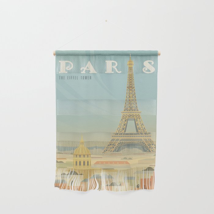 Paris France Eiffel Tower Vintage Travel Poster Commercial Air Travel Wall Hanging Gallery Image 1