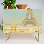Paris France Eiffel Tower Vintage Travel Poster Commercial Air Travel Credenza Gallery Image 1