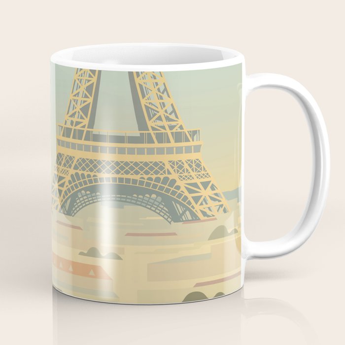 Paris France Eiffel Tower Vintage Travel Poster Commercial Air Travel Coffee Mug Gallery Image 1