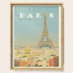 Paris France Eiffel Tower Vintage Travel Poster Commercial Air Travel Serving Tray Gallery Image 1