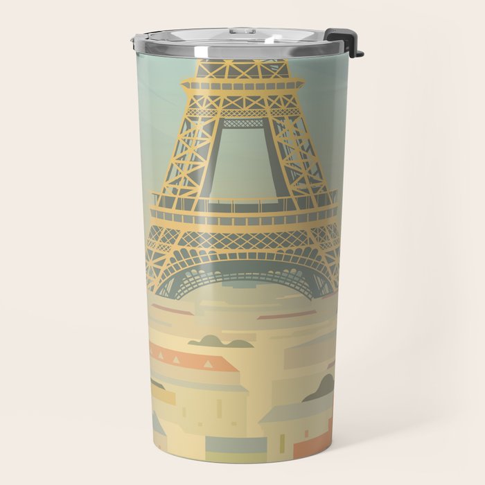 Paris France Eiffel Tower Vintage Travel Poster Commercial Air Travel Travel Mug Gallery Image 2