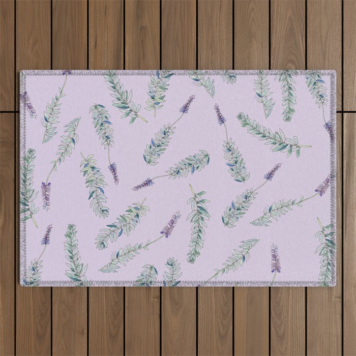 Lavender, Illustration Outdoor Rug Gallery Image 1