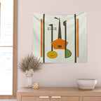 Mid-Century Modern Art Musical Strings Wall Tapestry Gallery Image 2