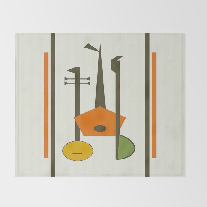 Mid-Century Modern Art Musical Strings Throw Blanket Gallery Image 2