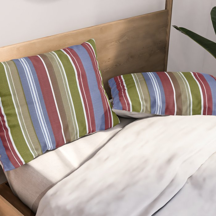 Warm Heritage Stripe Design Pillow Sham Gallery Image 2