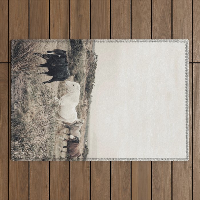 Wild horses on the endless highlands 3 Outdoor Rug Gallery Image 1